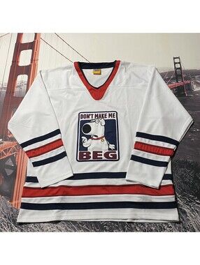 Brian Griffin Family Guy Hockey Jersey Mens Size Large/XL TV Cartoon Striped